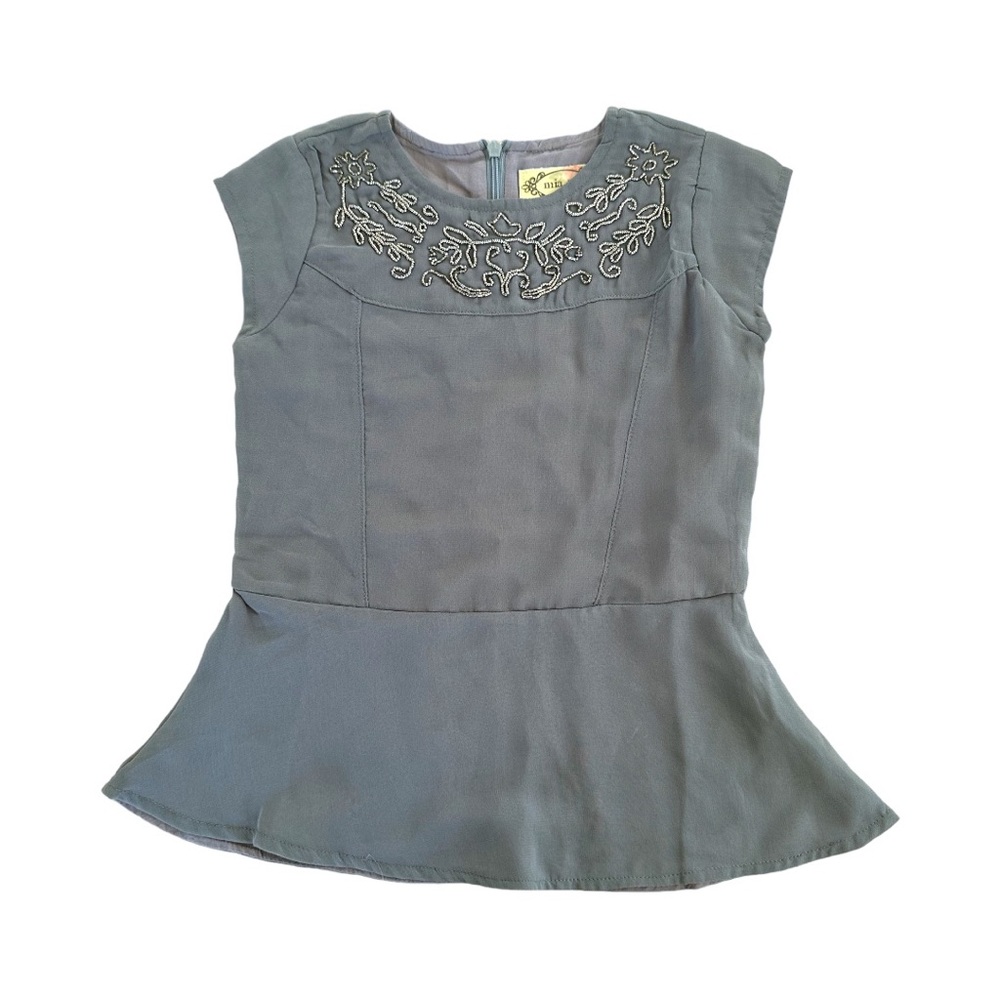 Mia Joy Joyfolie Florence Grey Beaded Peplum Top